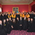 Mariano Sanz, con los profesores y alumnos de la Facultad de Medicina de la Universidad de Coimbra.